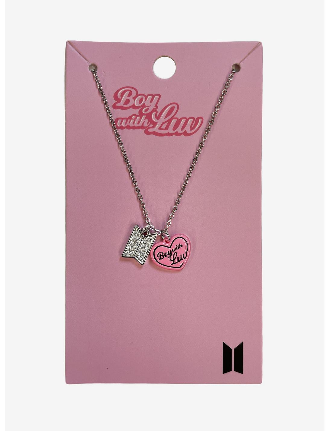 BTS Boy With Luv Dainty Bling Logo Necklace, , hi-res