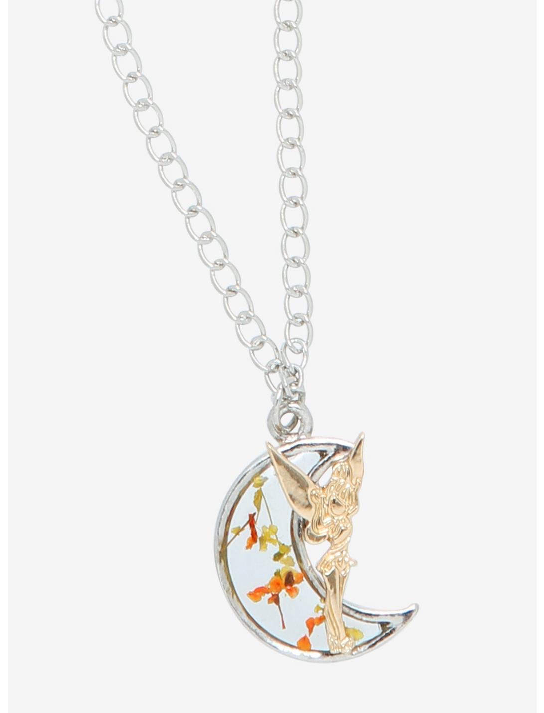 Disney Peter Pan Tinker Bell Dried Flower Moon Necklace, , hi-res