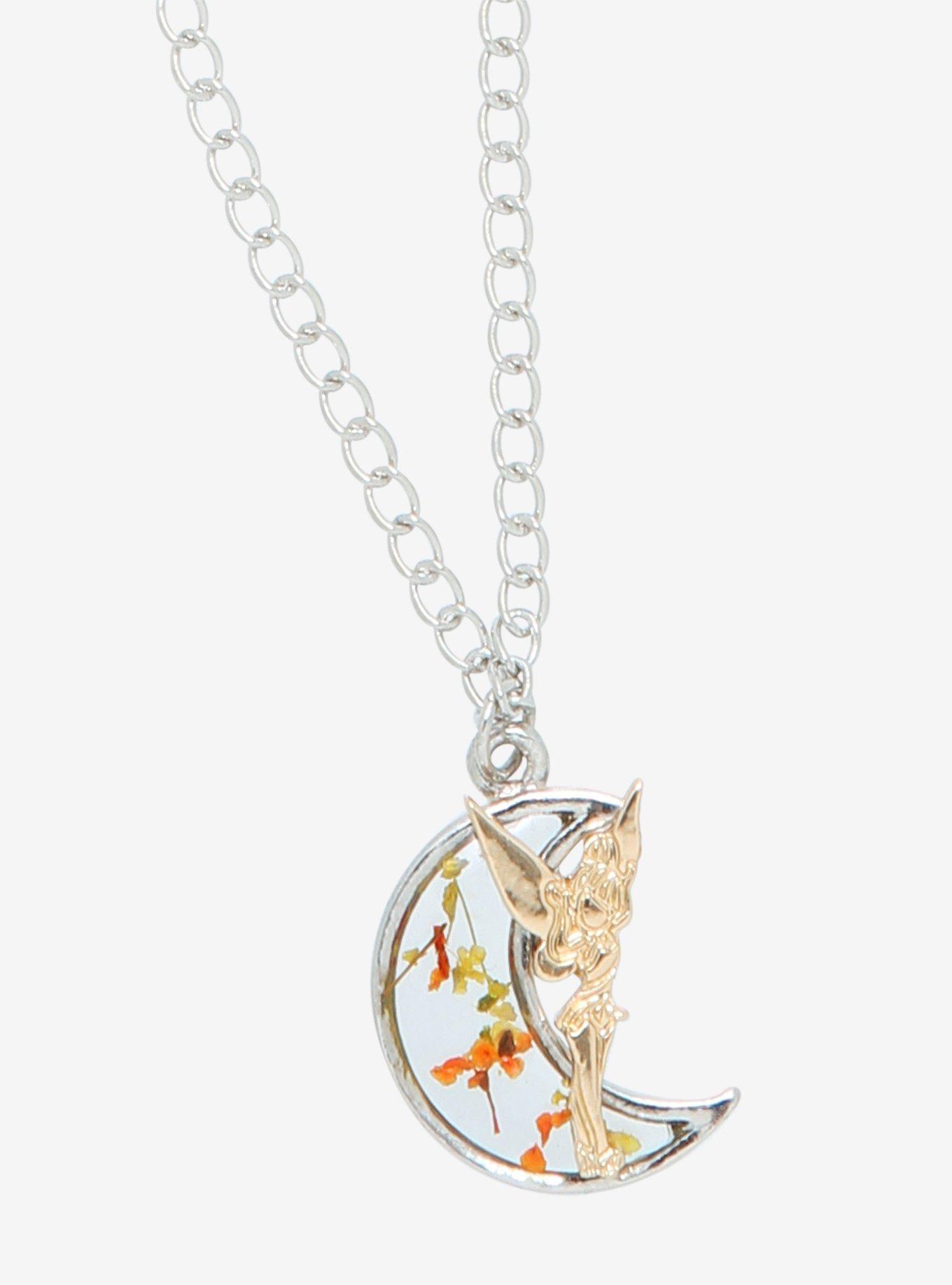Disney Peter Pan Tinker Bell Dried Flower Moon Necklace, , hi-res