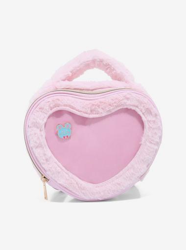 Pink Fuzzy Heart Pin Collector Mini Backpack | Hot Topic