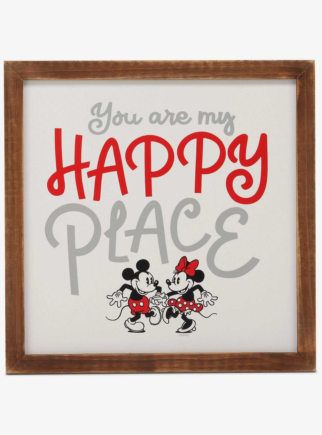 Disney Mickey Mouse Mickey & Minnie Happy Place Wood Framed Wall Decor, , hi-res