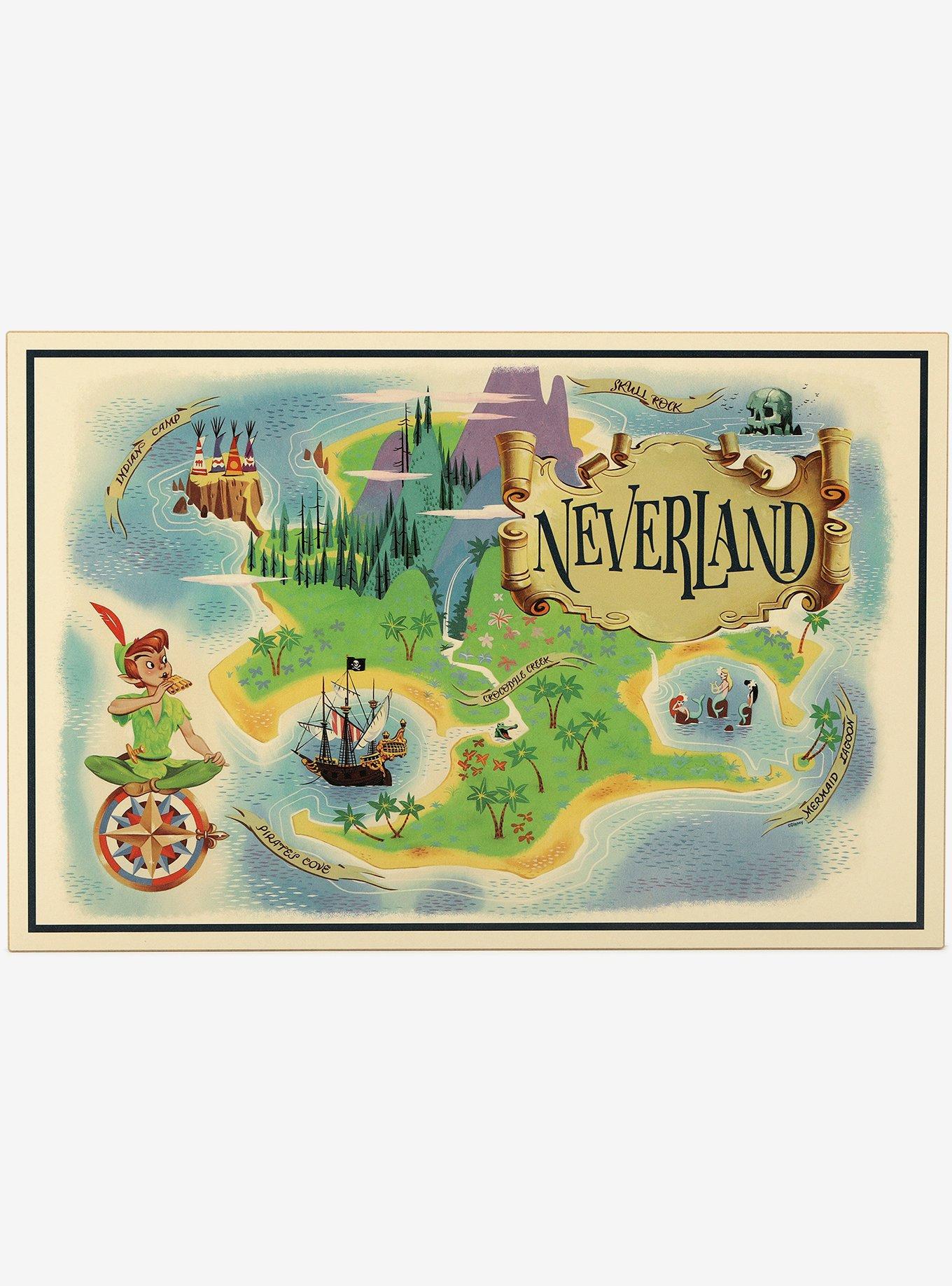 Disney Peter Pan Never Land Map Wood Wall Decor Hot Topic