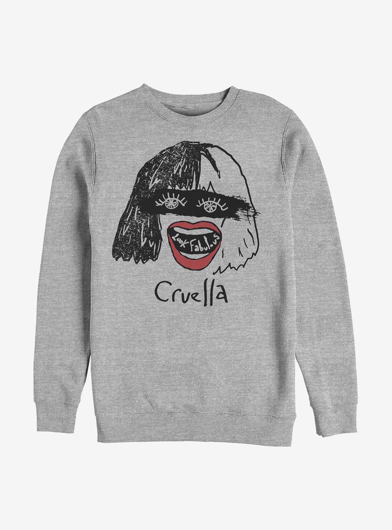 Disney Cruella Look Fabulous Drawing Sweatshirt, ATH HTR, hi-res