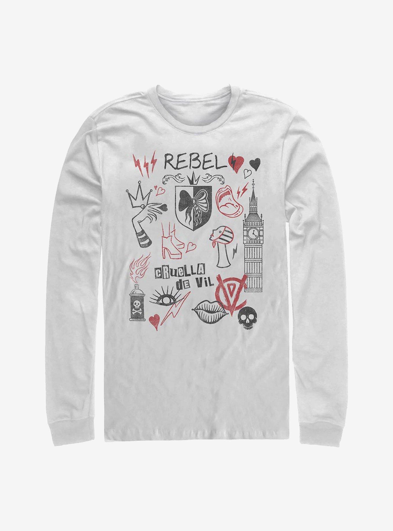 Disney Cruella Rebel Queen Long-Sleeve T-Shirt, WHITE, hi-res
