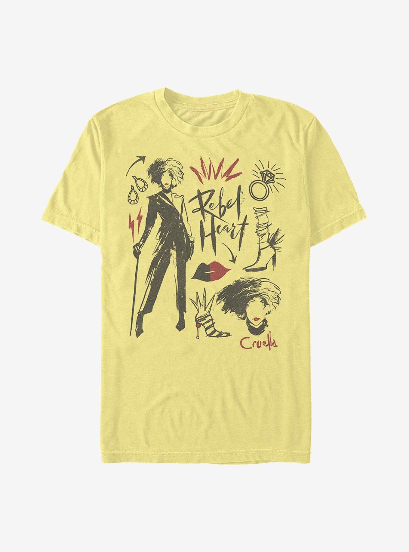 Disney Cruella Fashion Sketch T-Shirt, BANANA, hi-res