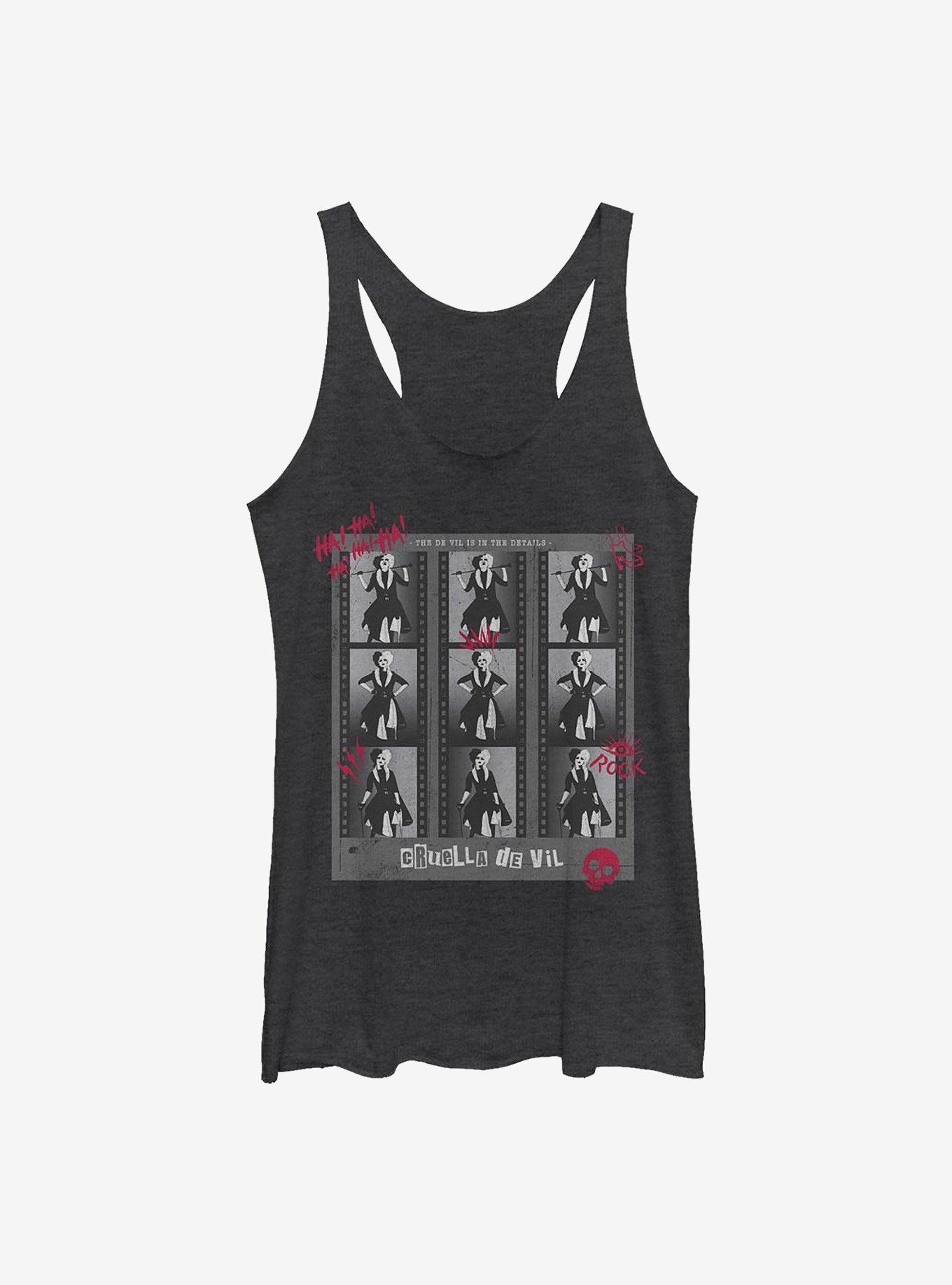 Disney Cruella Negatives Womens Tank Top, BLK HTR, hi-res