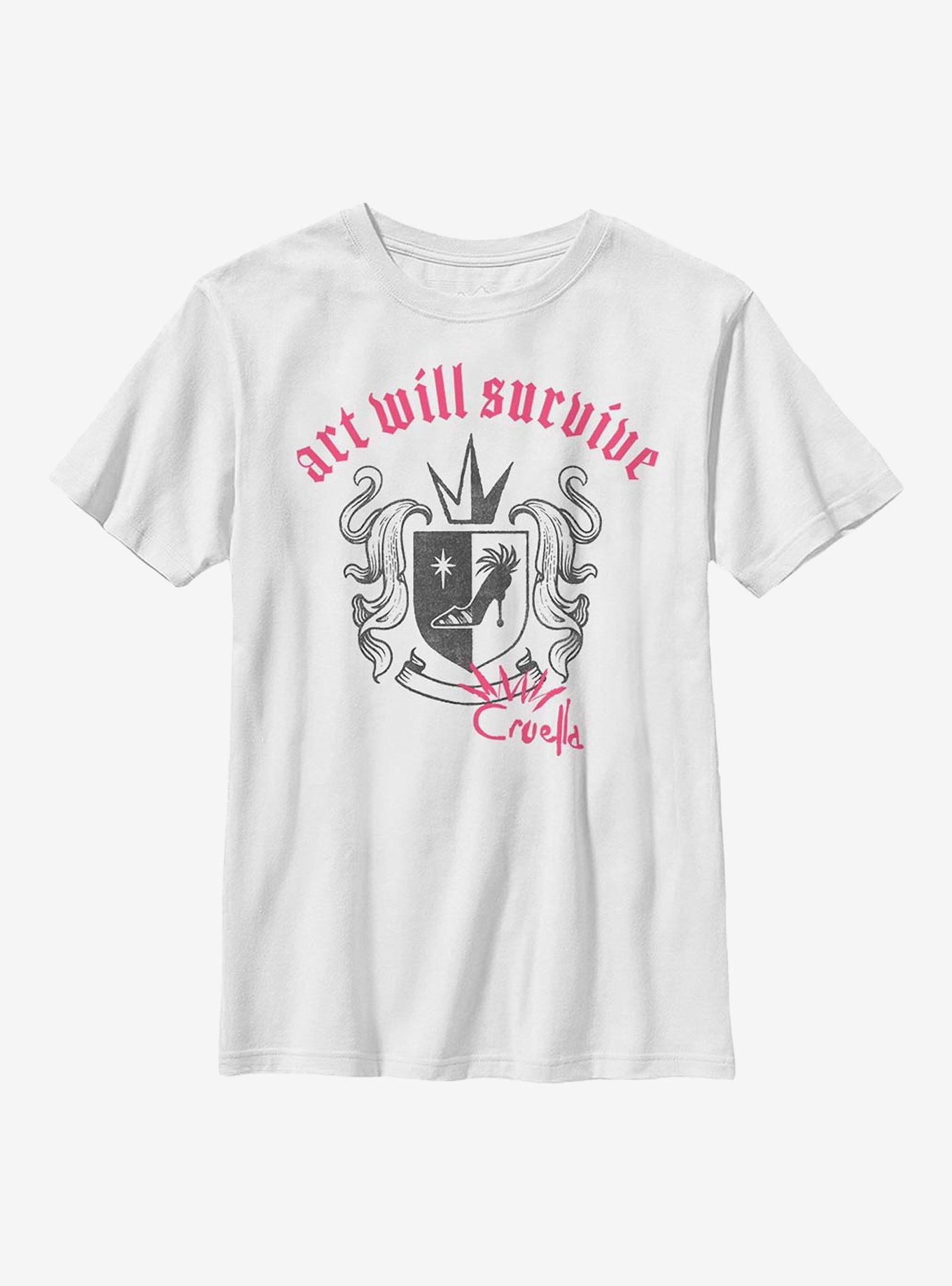 Disney Cruella Art Will Survive Youth T-Shirt, WHITE, hi-res