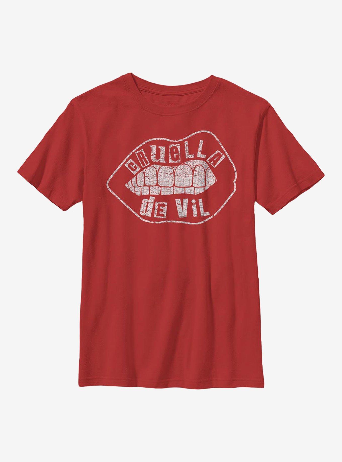 Disney Cruella De Vil Lip Design Youth T-Shirt, RED, hi-res