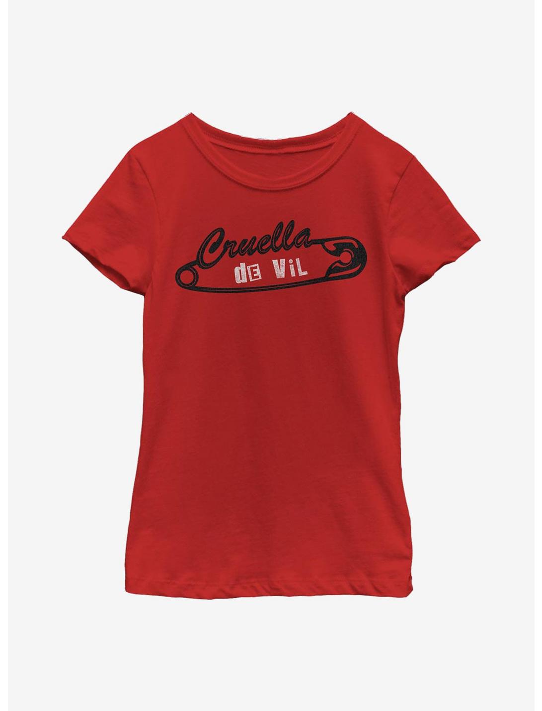 Disney Cruella De Vil Punk Pin Youth Girls T-Shirt, RED, hi-res