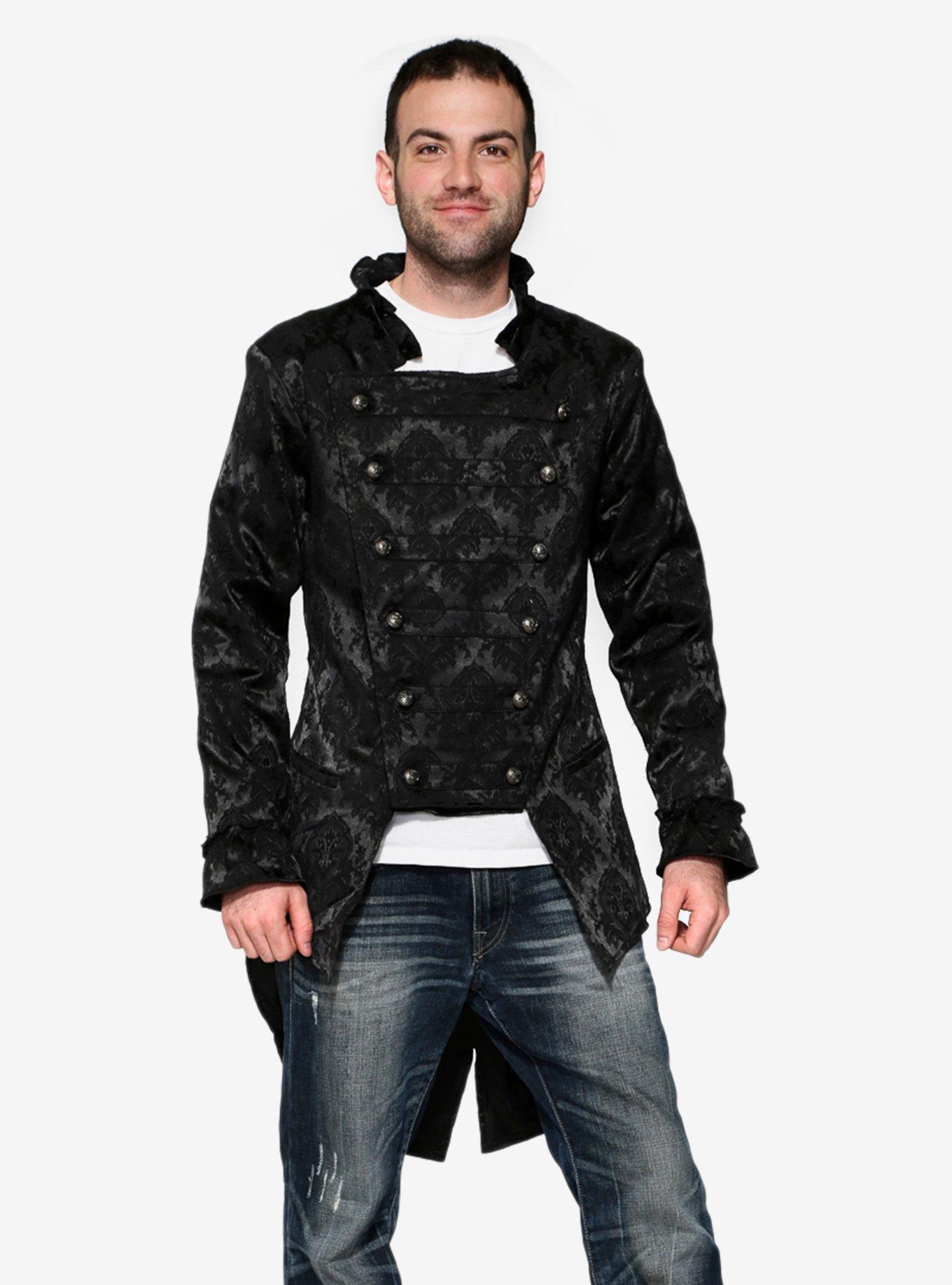 Black Brocade Coat, , hi-res