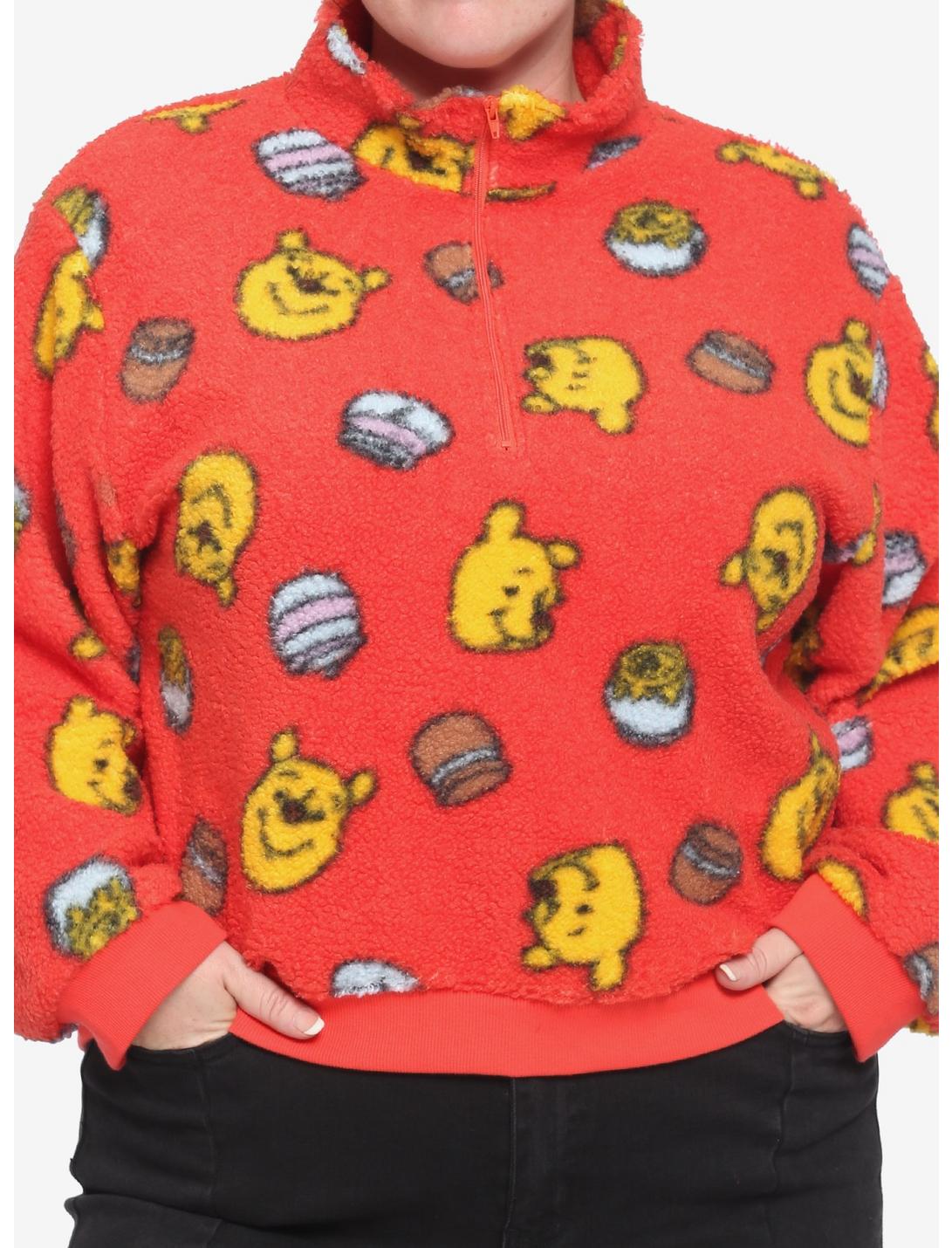 Disney Winnie The Pooh Fuzzy Half-Zipper Girls Sweater Plus Size, MULTI, hi-res