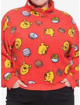 Disney Winnie The Pooh Fuzzy Half-Zipper Sweater Plus Size, , hi-res