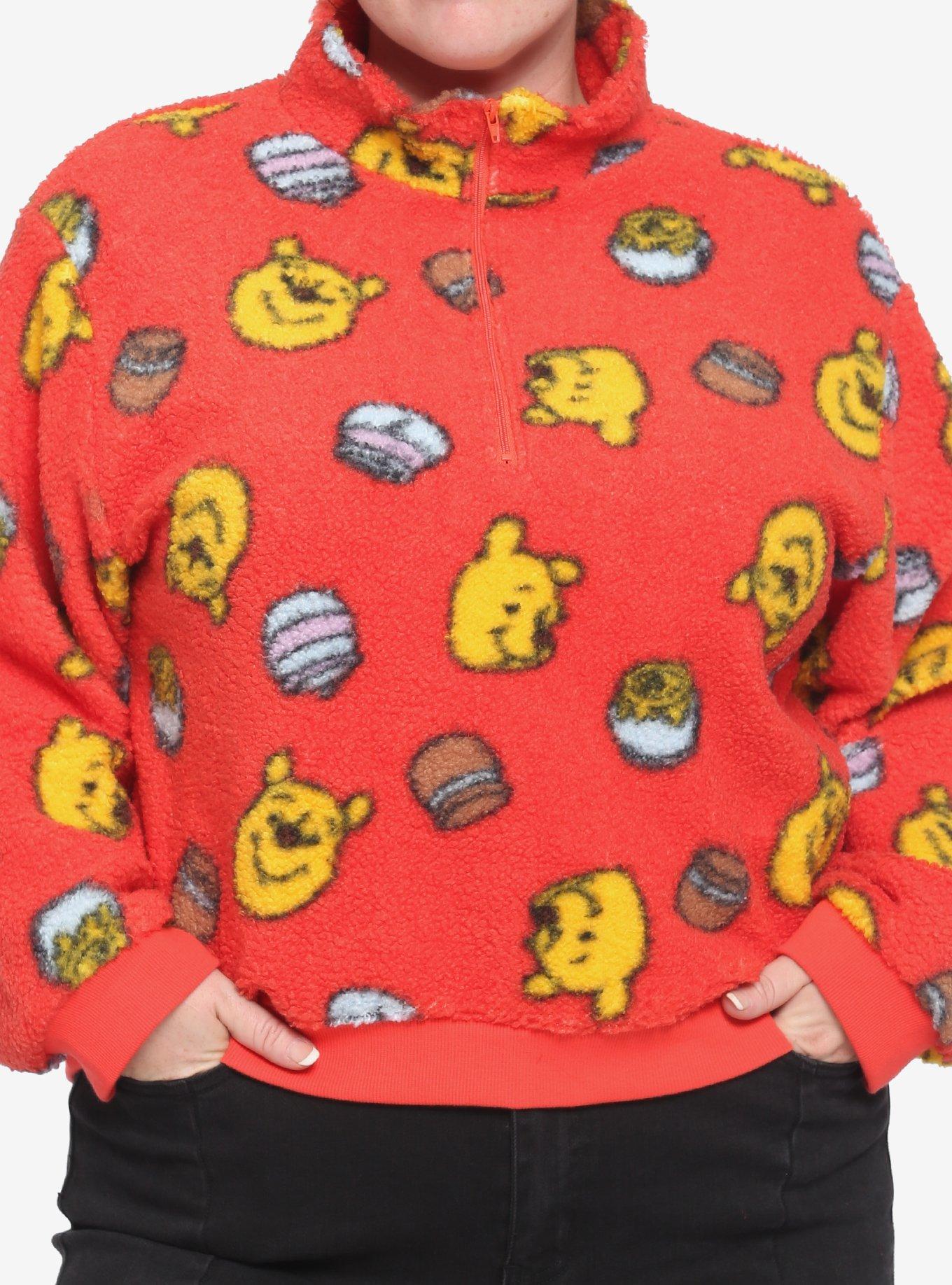 Disney Winnie The Pooh Fuzzy Half-Zipper Sweater Plus Size, MULTI, hi-res