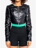 Azalea Wang Scales Cropped Faux Leather Jacket, BLACK, hi-res