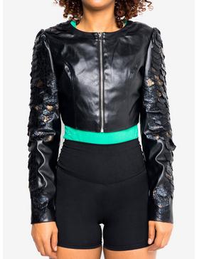 Azalea Wang Scales Cropped Faux Leather Jacket, , hi-res