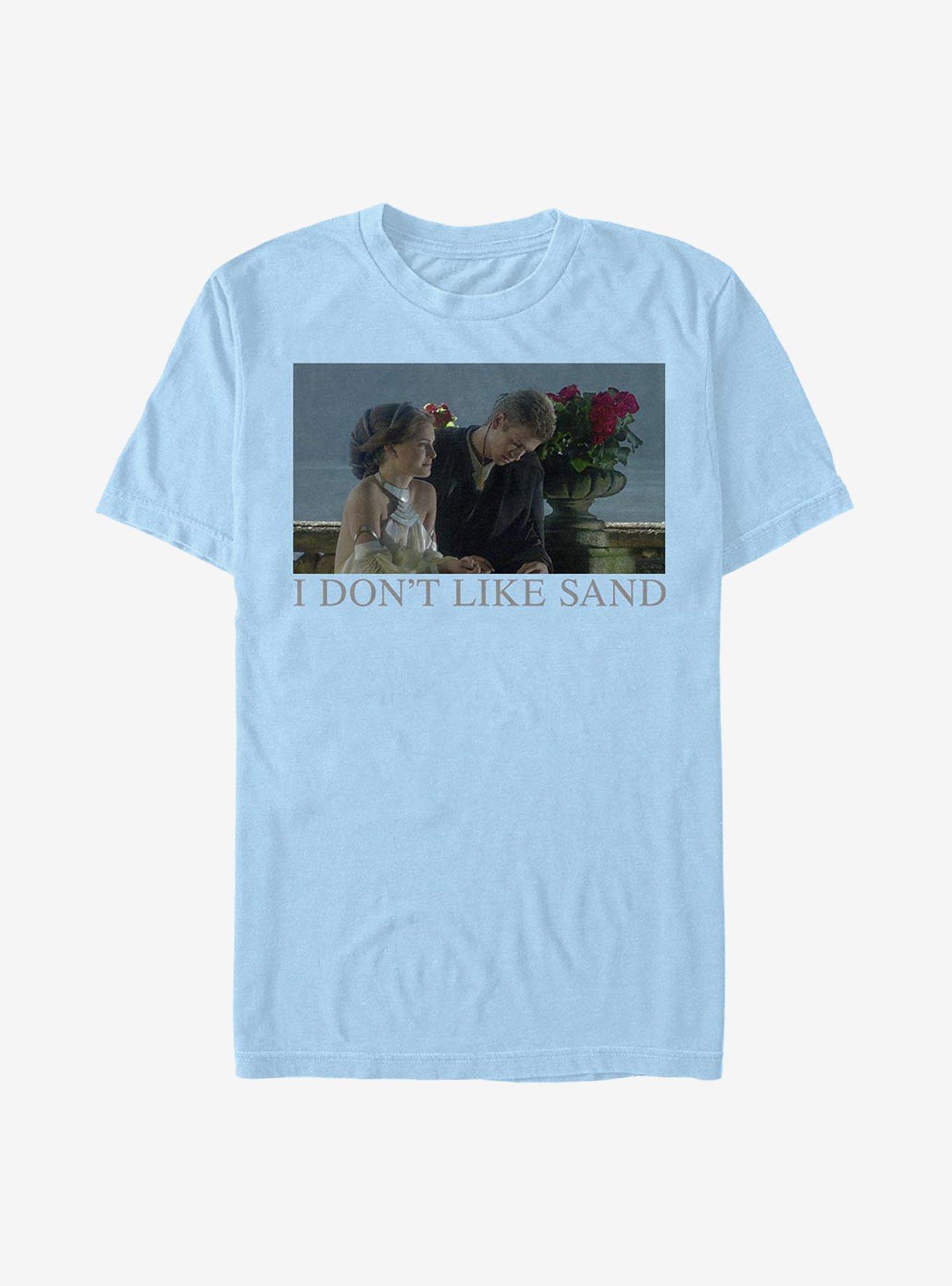 Star Wars Padme And Anakin I Don't Like Sand Meme T-Shirt, LT BLUE, hi-res