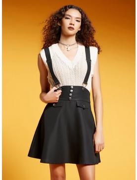 Black High-Waisted Suspender Skirt, , hi-res
