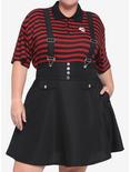Black High-Waisted Suspender Skirt Plus Size, BLACK, hi-res