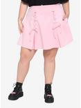 Pastel Pink Lace-Up Skirt Plus Size, PINK, hi-res
