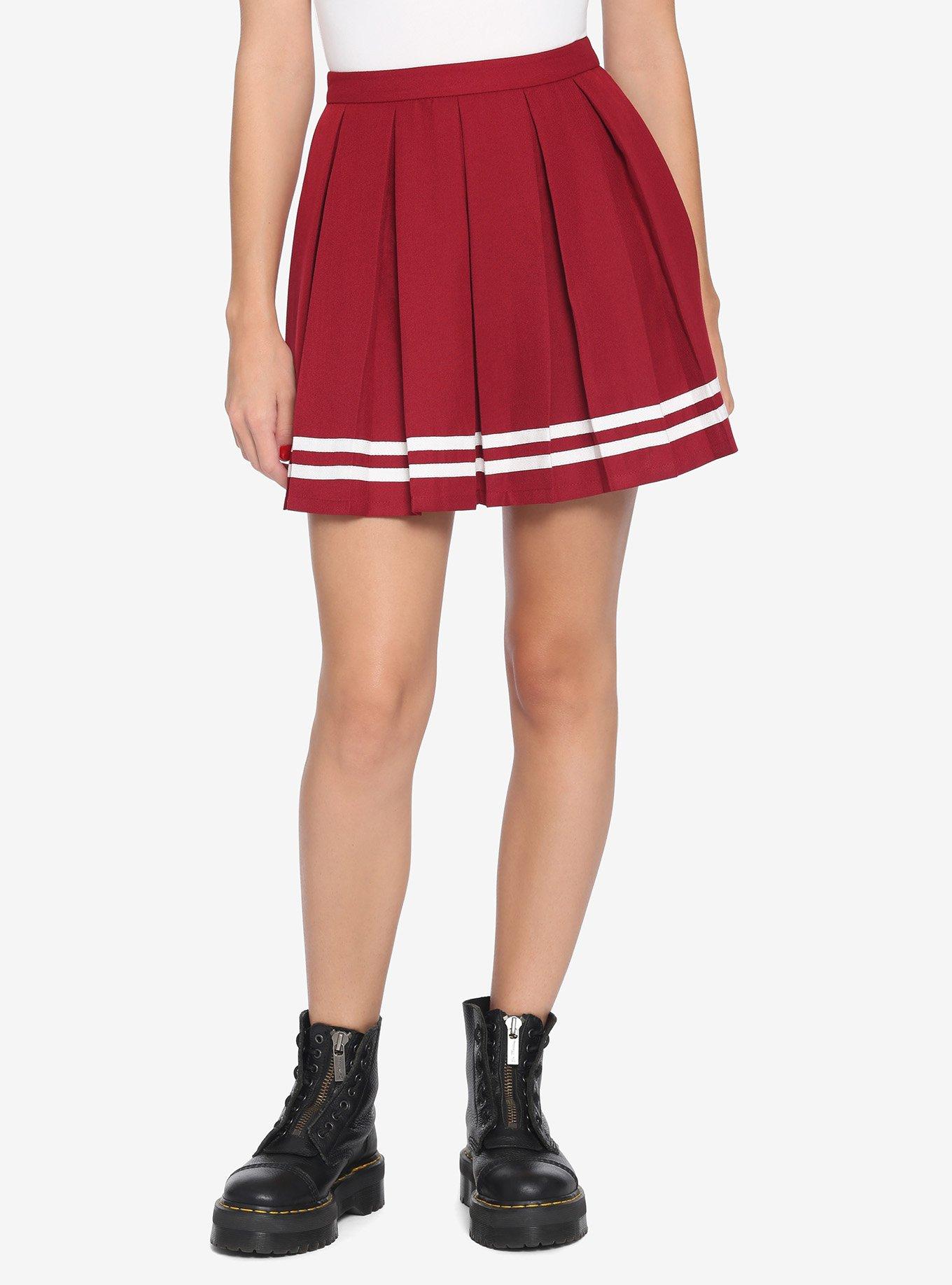 Red Pleated Cheer Skirt Hot Topic