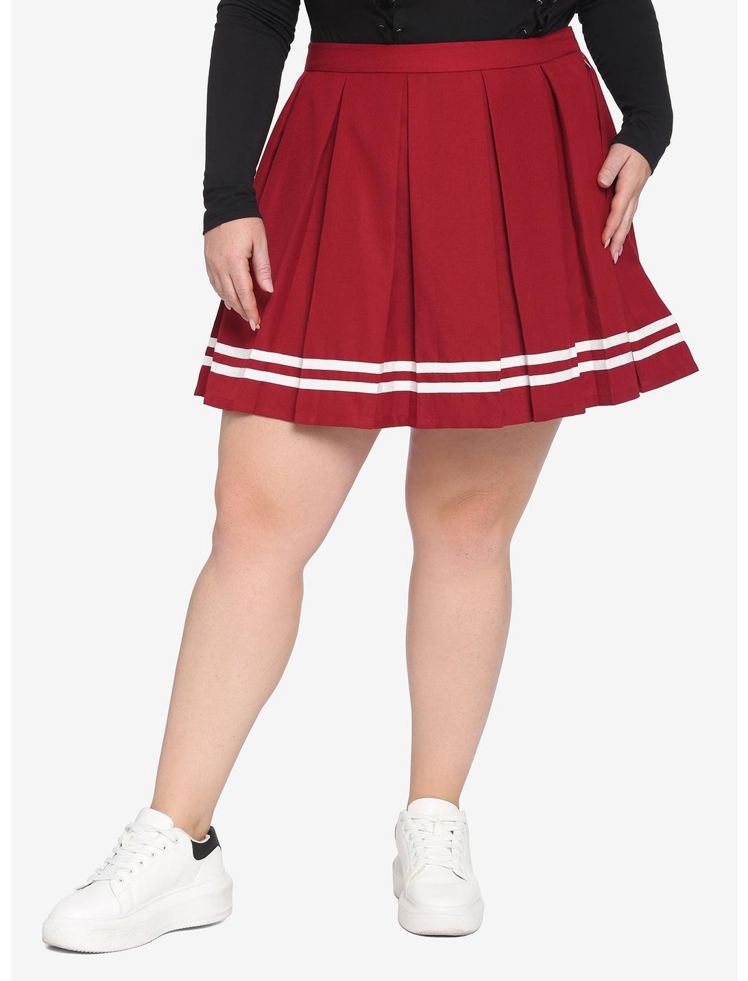 Red Pleated Cheer Skirt Plus Size, BIKING RED, hi-res