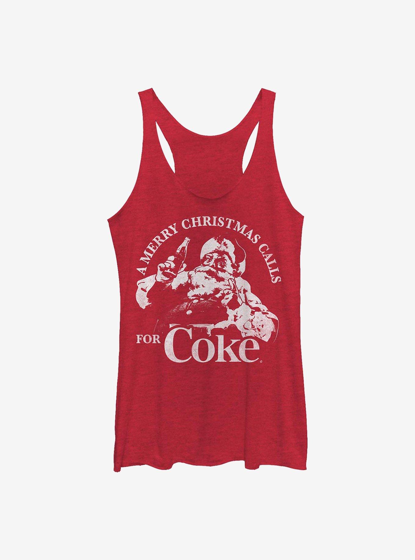 Coke A Merry Christmas Calls For Coke Girls Tank, RED HTR, hi-res