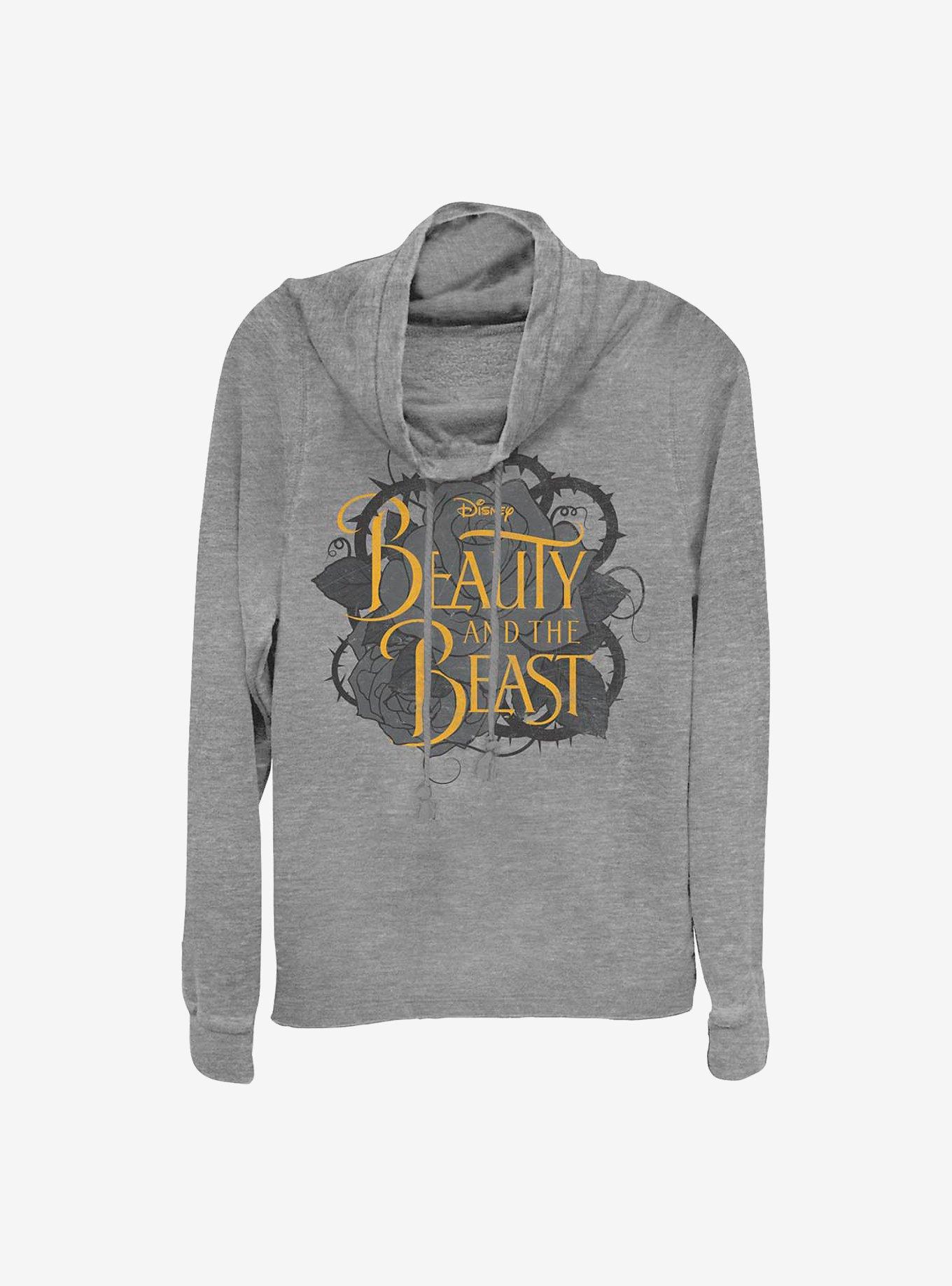 Disney Beauty And The Beast Live Action Logo Thorns Dark Cowlneck Long-Sleeve Girls Top