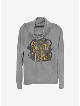 Disney Beauty And The Beast Live Action Logo Thorns Dark Cowlneck Long-Sleeve Girls Top, GRAY HTR, hi-res