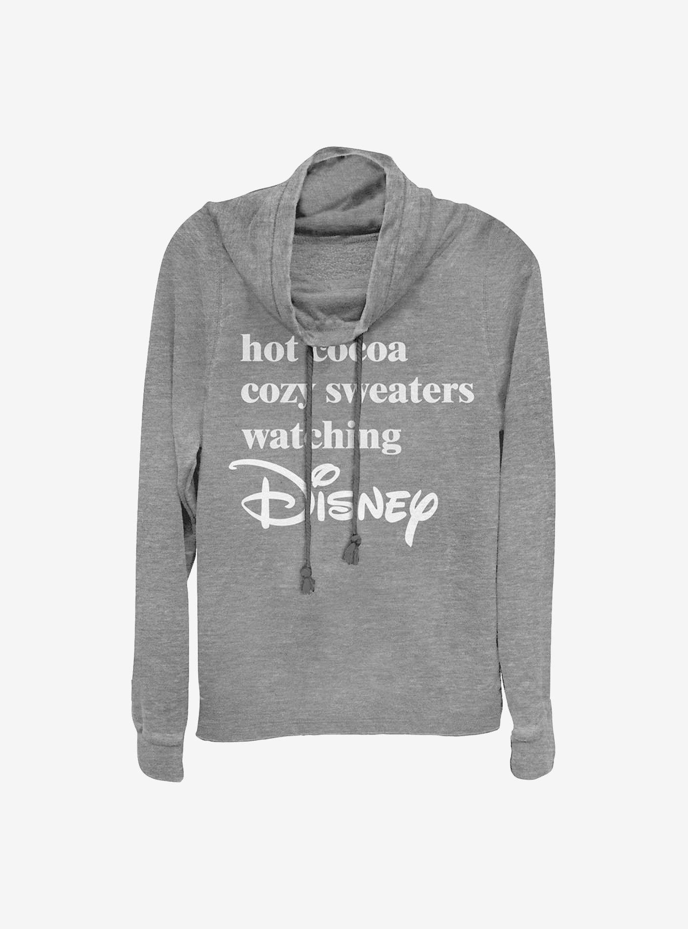 Disney Channel Cozy Vibes Cowlneck Long-Sleeve Girls Top, GRAY HTR, hi-res