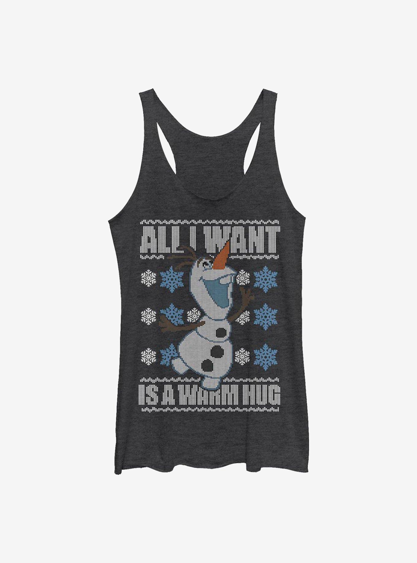 Disney Frozen Warm Hug Ugly Sweater Girls Tank, BLK HTR, hi-res