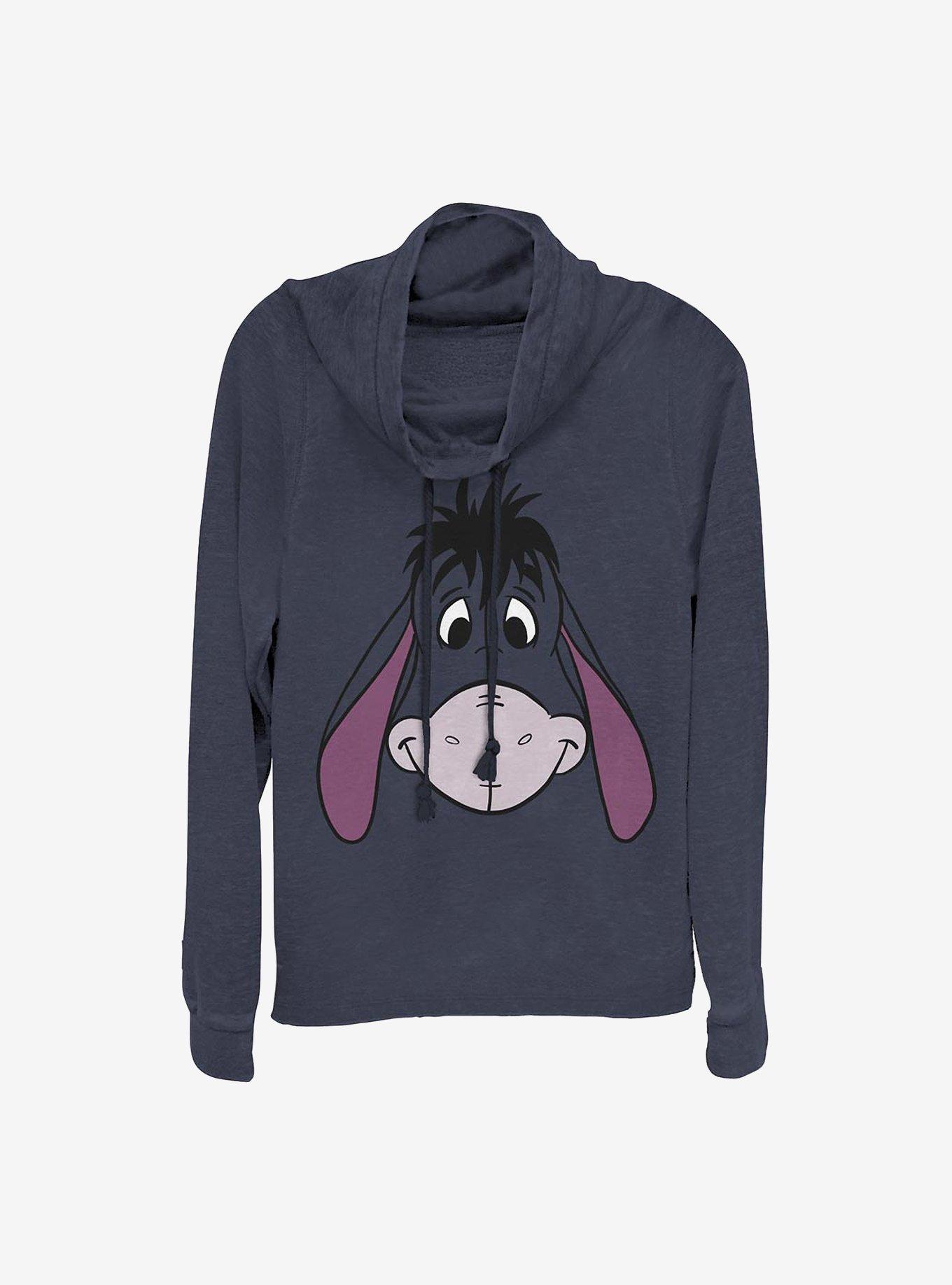 Disney Winnie The Pooh Eeyore Big Face Cowlneck Long-Sleeve Girls Top, NAVY, hi-res