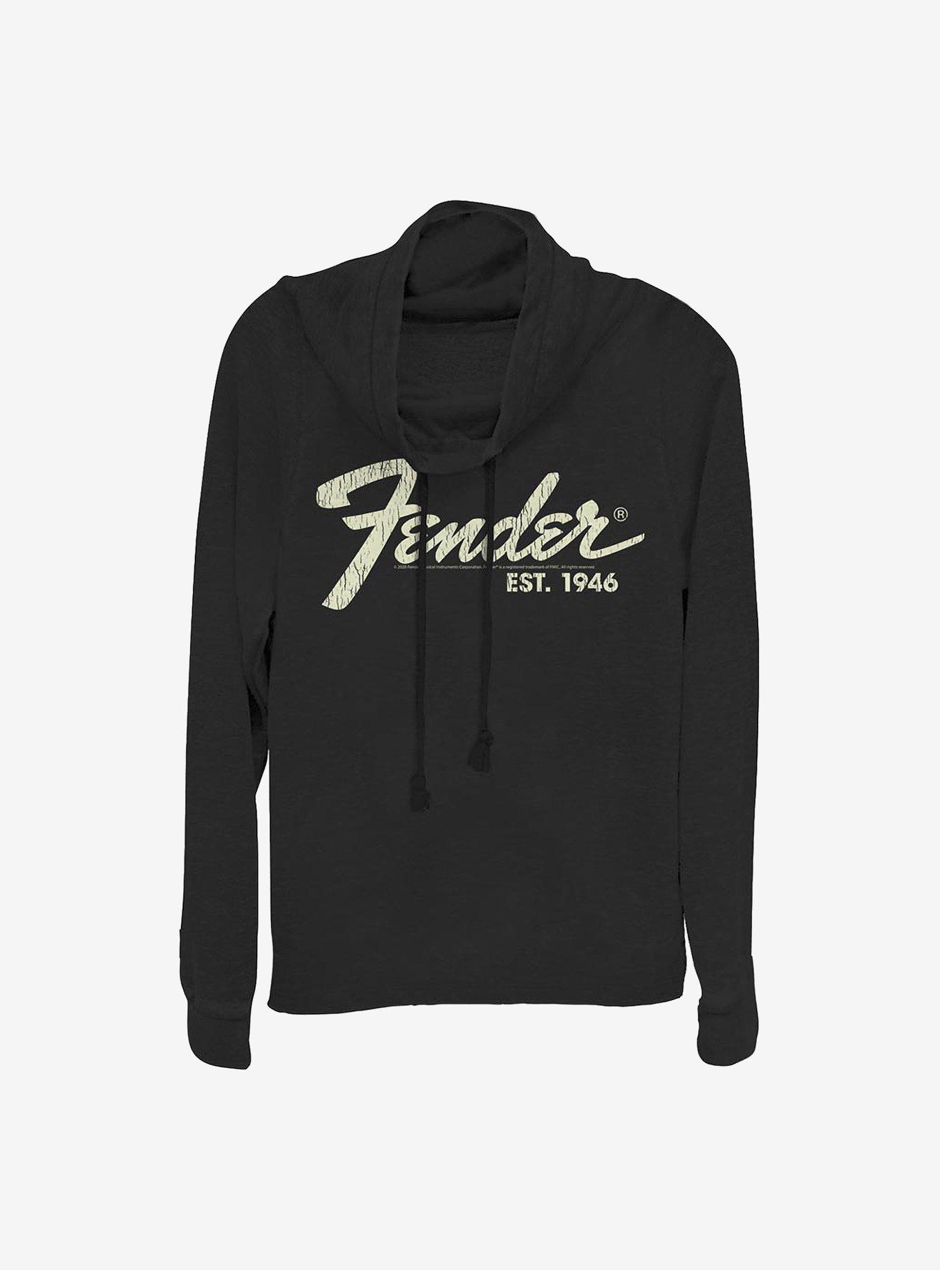 Fender EST. 1946 Cowlneck Long-Sleeve Girls Top, BLACK, hi-res
