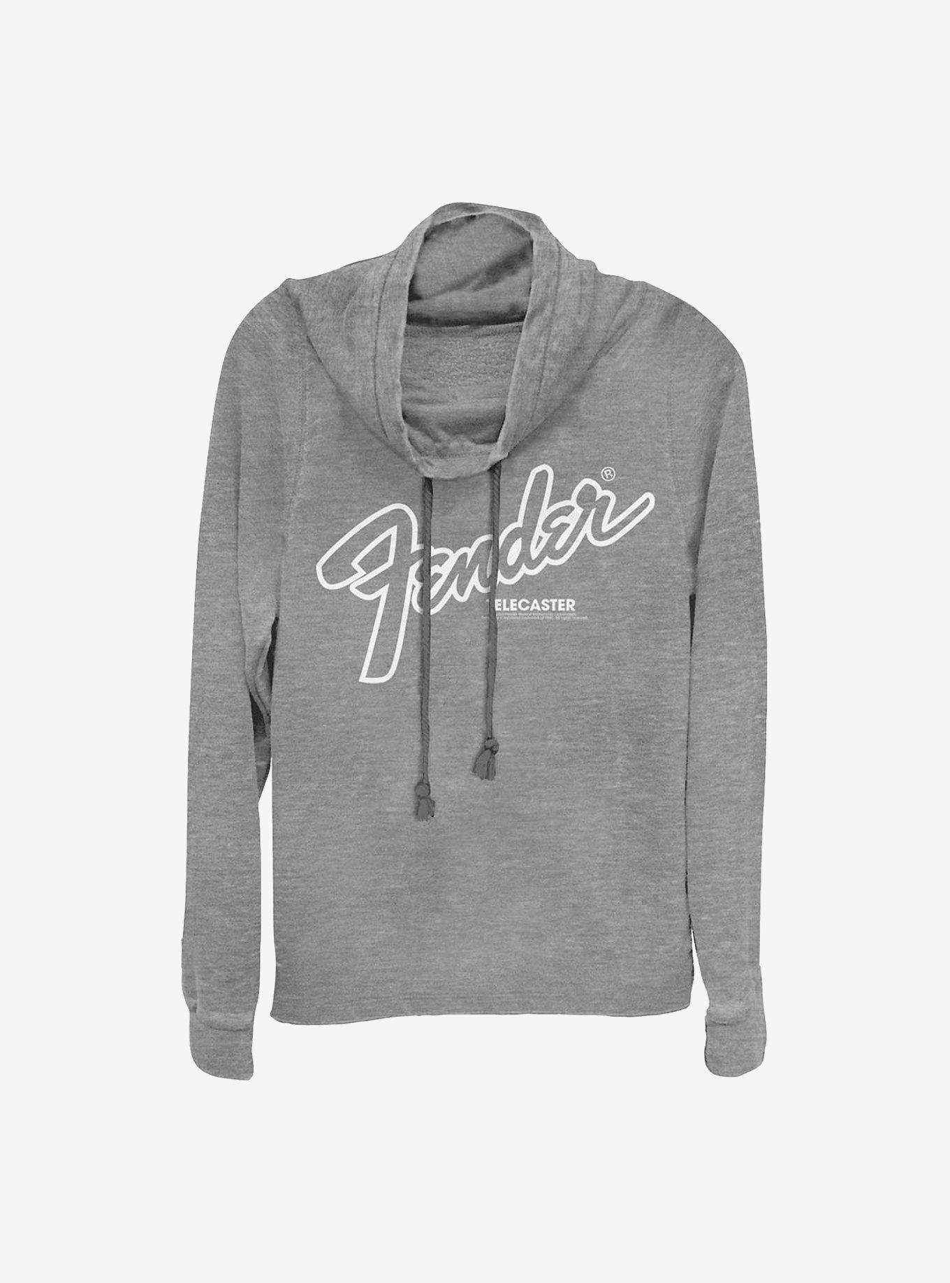 Fender Logo Cowlneck Long-Sleeve Girls Top, GRAY HTR, hi-res