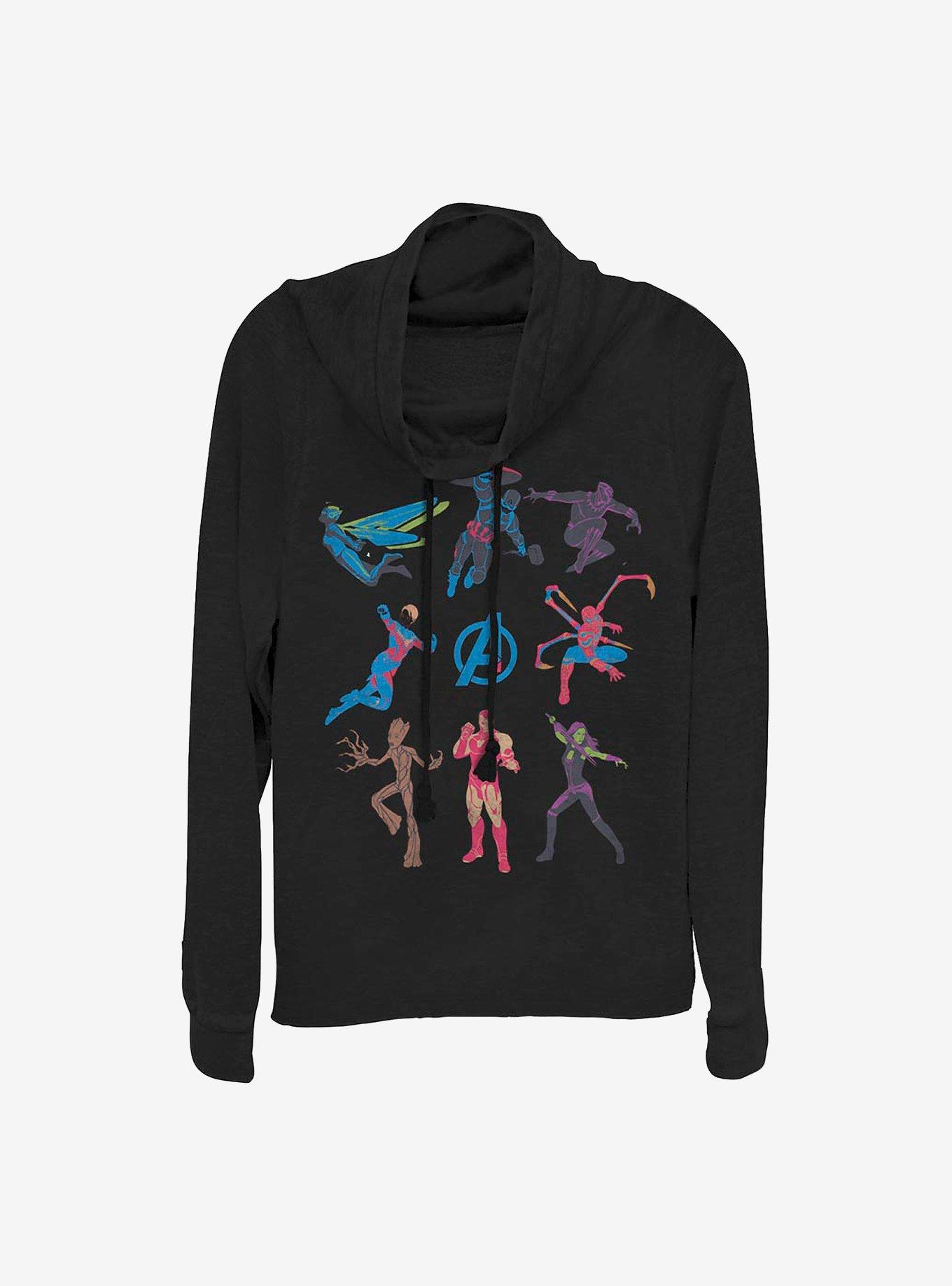 Marvel Avengers Character Collage Cowlneck Long-Sleeve Girls Top, , hi-res