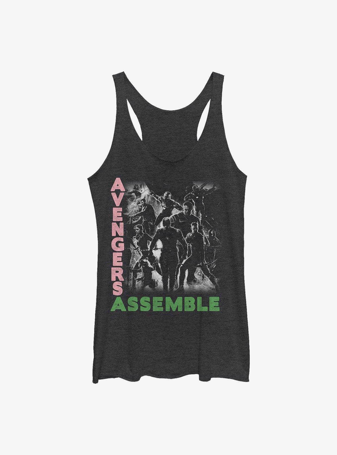 Marvel Avengers Black And White Group Girls Tank, BLK HTR, hi-res