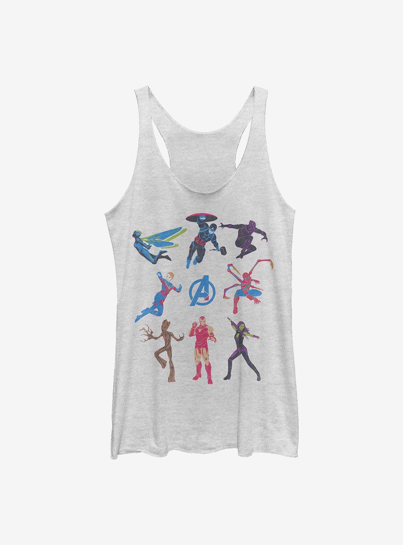 Marvel Avengers Character Collage Girls Tank, WHITE HTR, hi-res