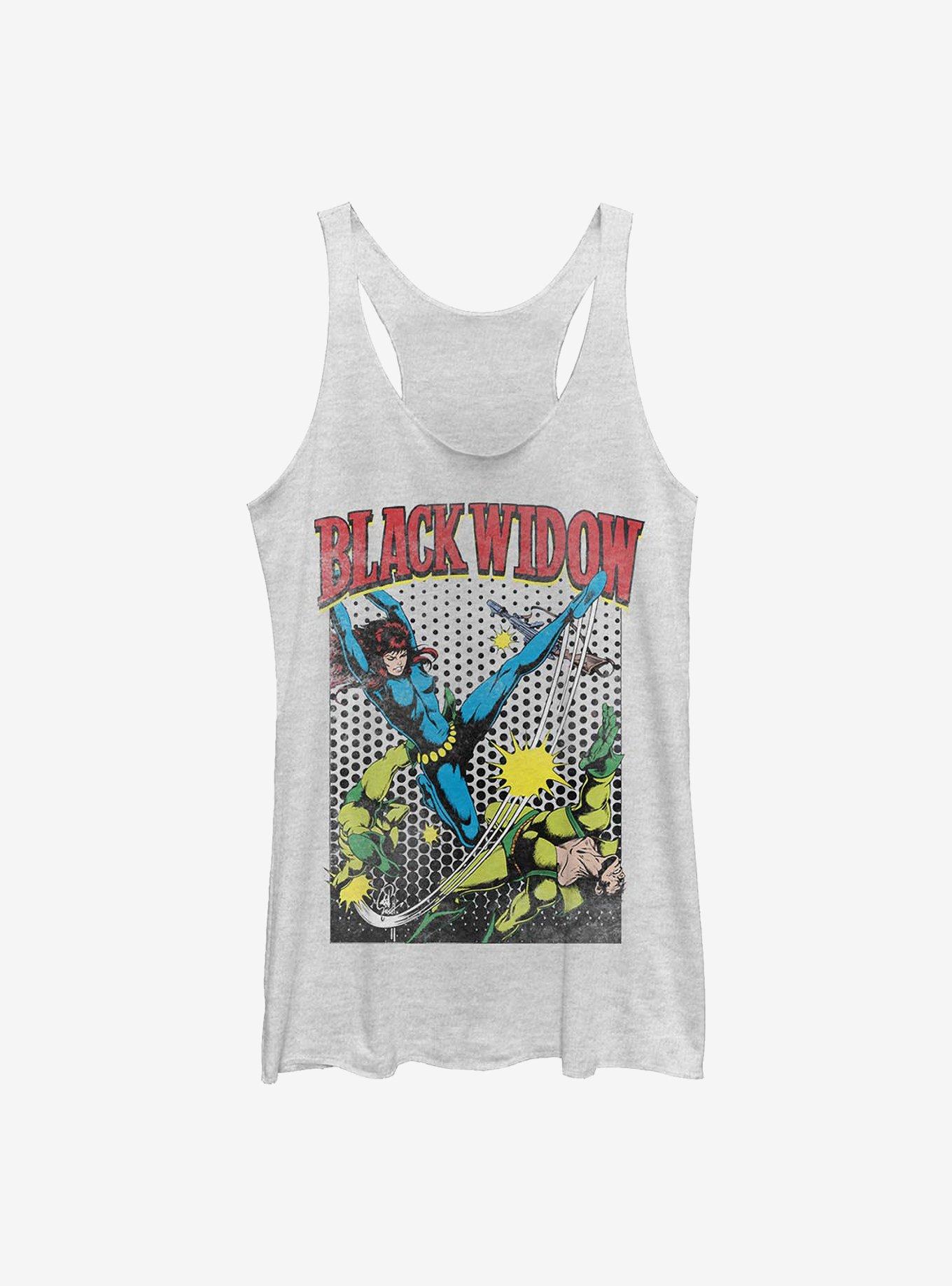 Marvel Black Widow Kick That Gun Girls Tank, WHITE HTR, hi-res