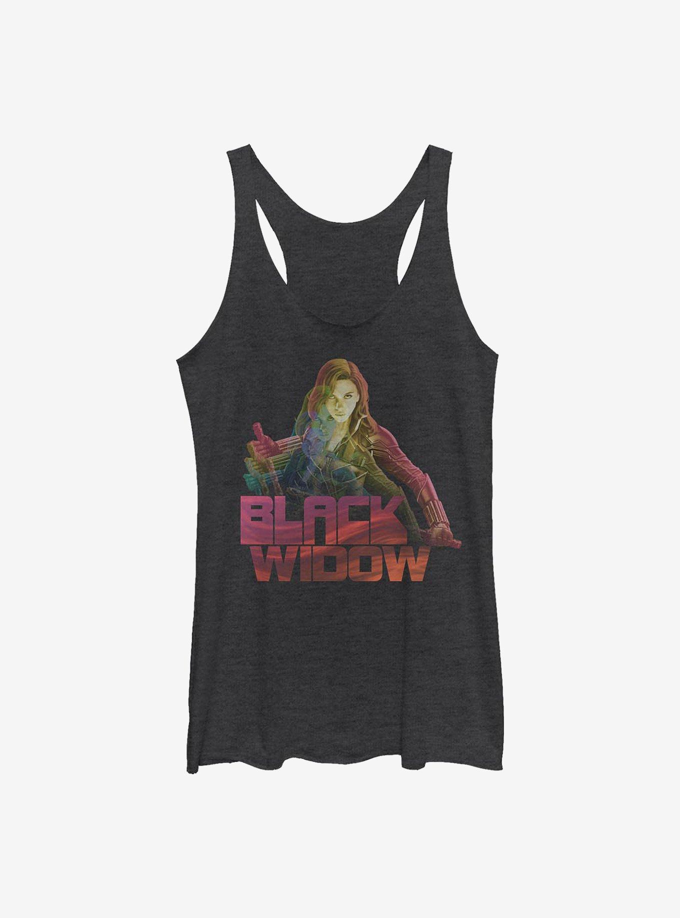 Marvel Black Widow Pose Girls Tank, BLK HTR, hi-res