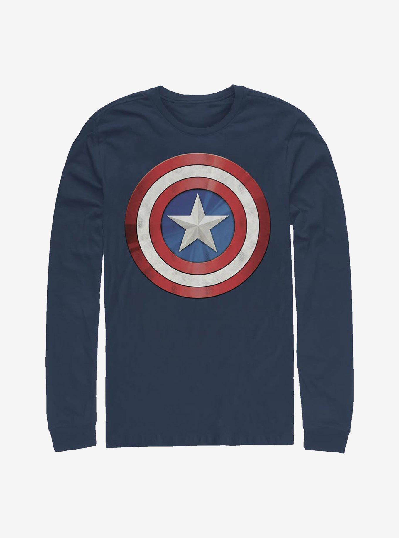 Marvel Captain America Shiny Shield Long-Sleeve T-Shirt, NAVY, hi-res