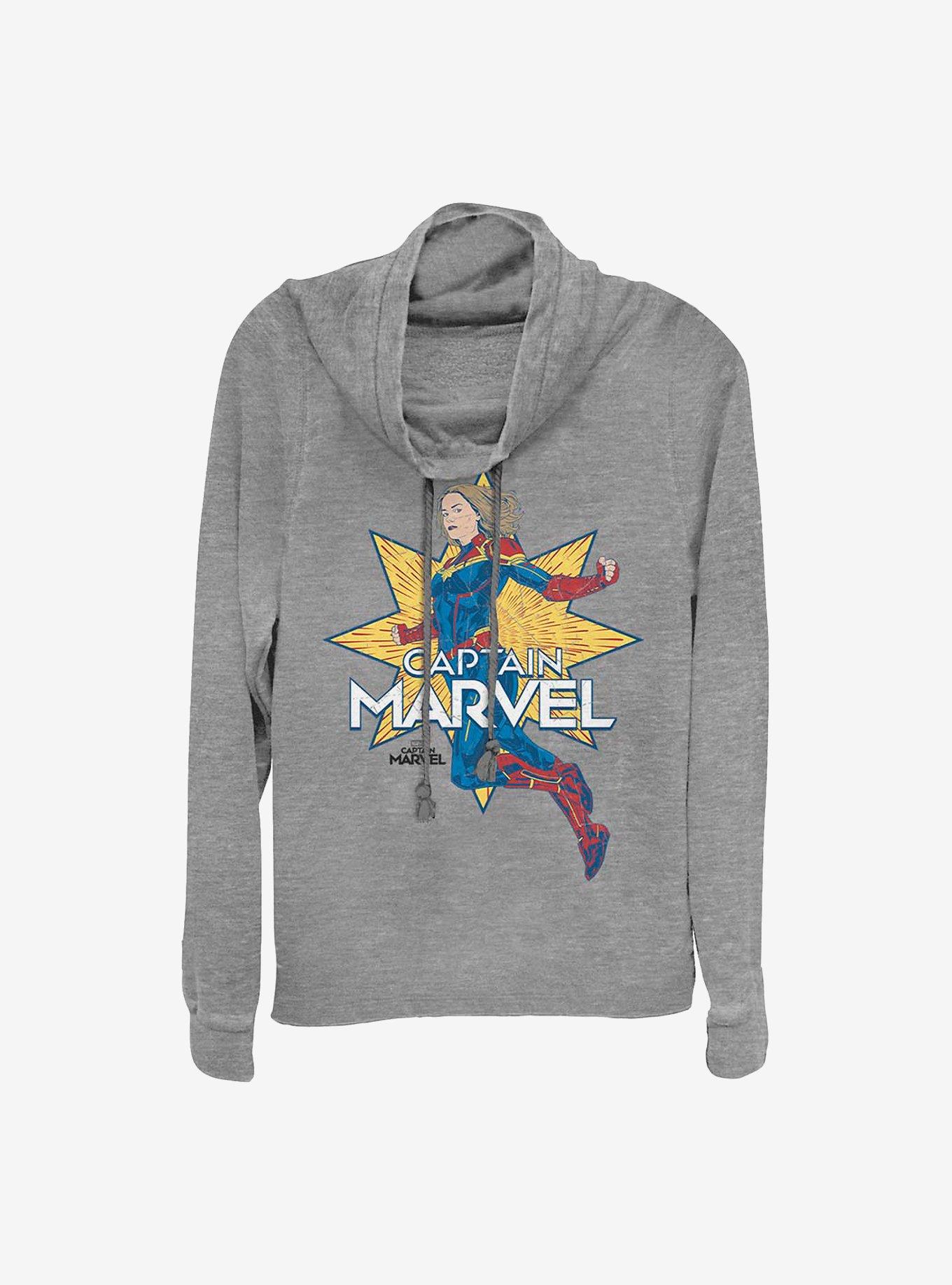 Marvel Captain Marvel Star Marvel Cowlneck Long-Sleeve Girls Top, , hi-res