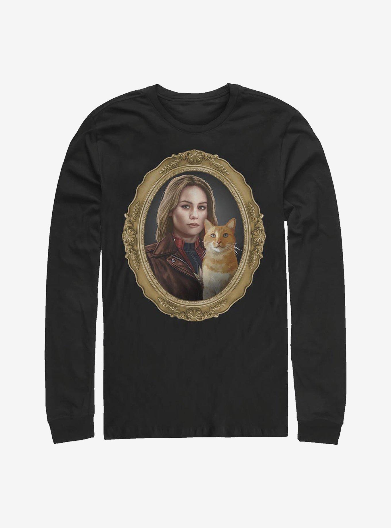 Marvel Captain Marvel Gold Frame Long-Sleeve T-Shirt, BLACK, hi-res