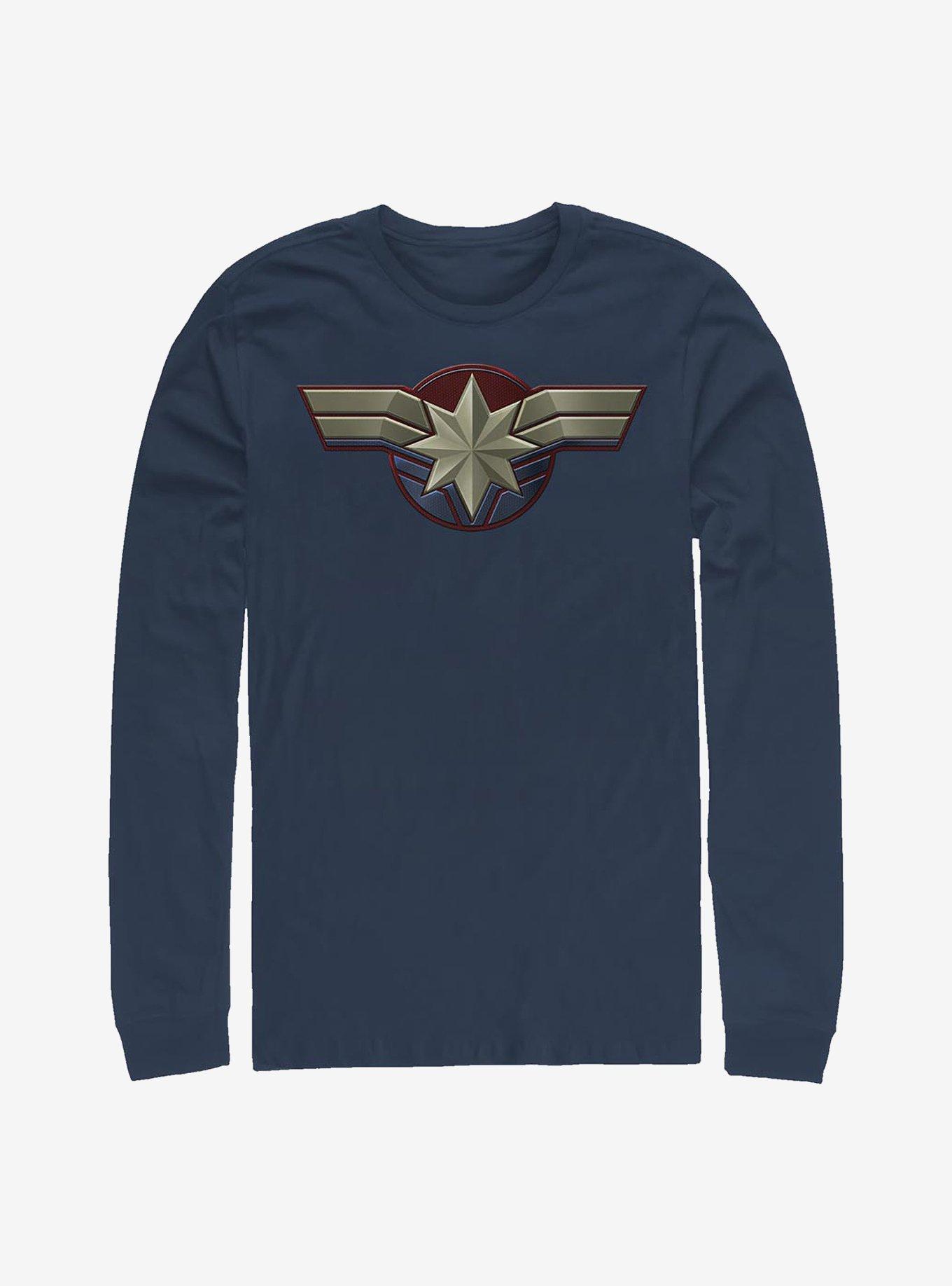 Marvel Captain Marvel Logo Long-Sleeve T-Shirt, NAVY, hi-res