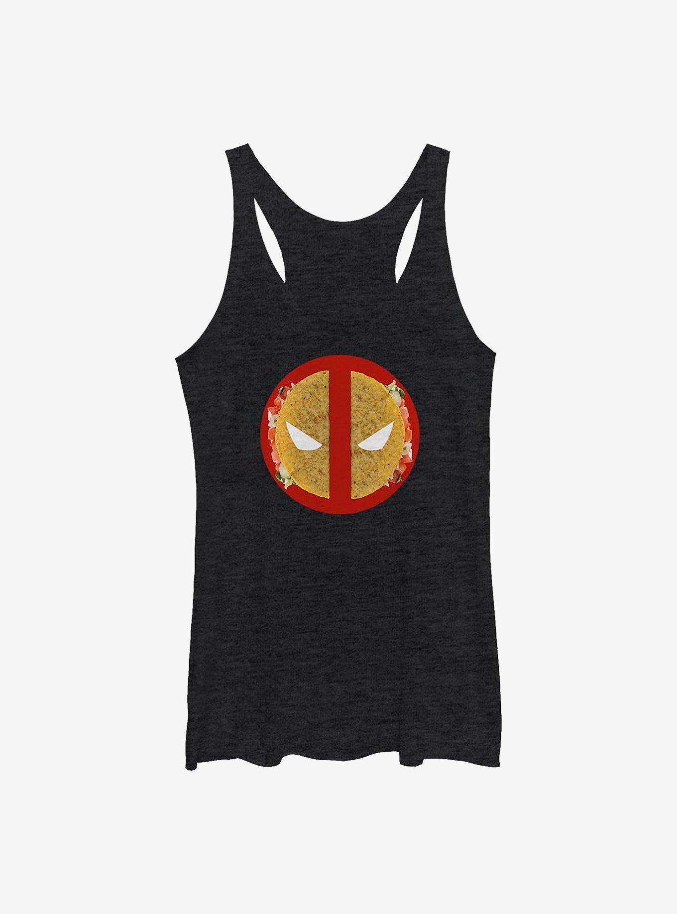 Marvel Deadpool Taco Face Girls Tank, BLK HTR, hi-res