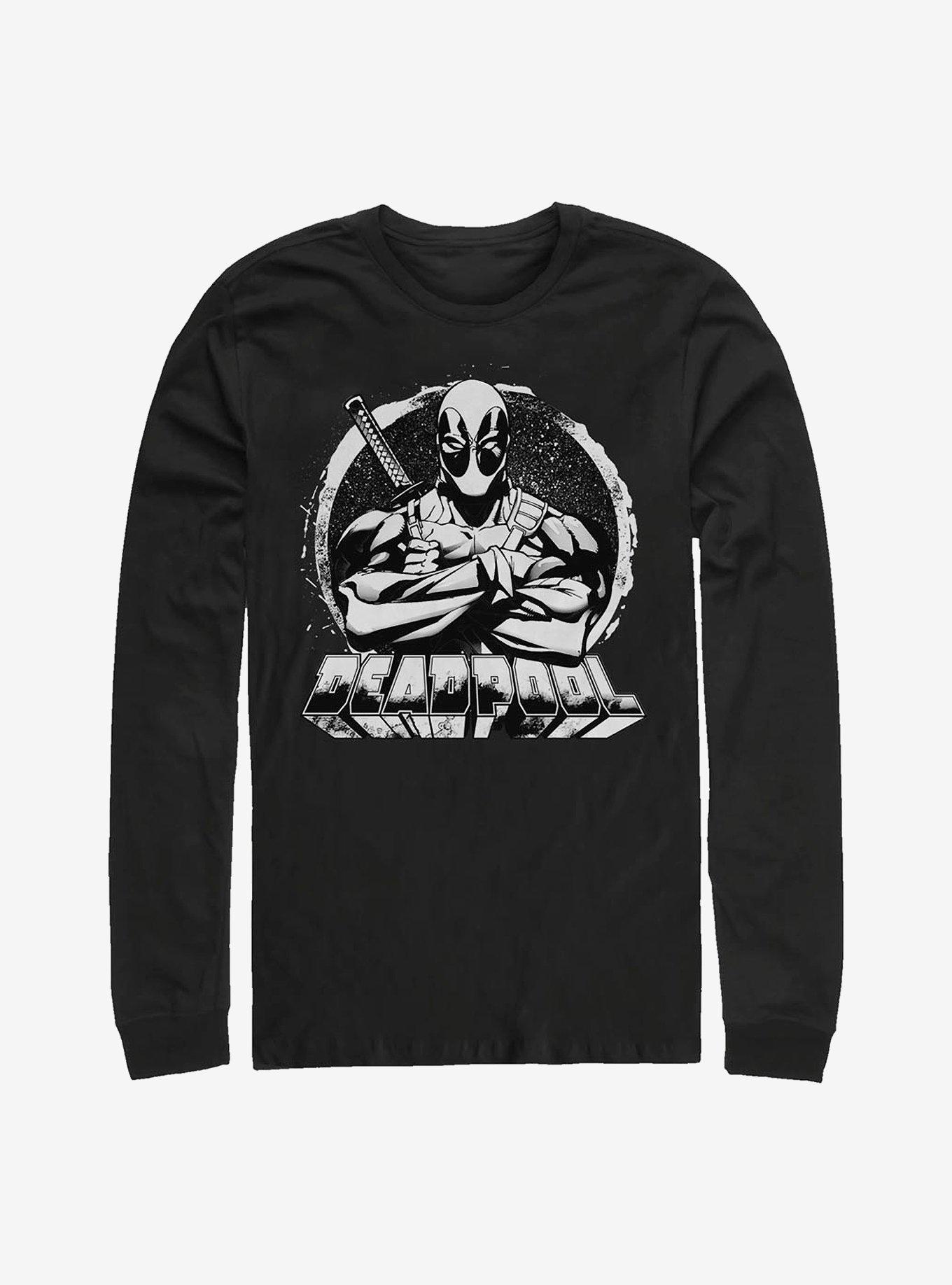 Marvel Deadpool For Hire Long-Sleeve T-Shirt, BLACK, hi-res