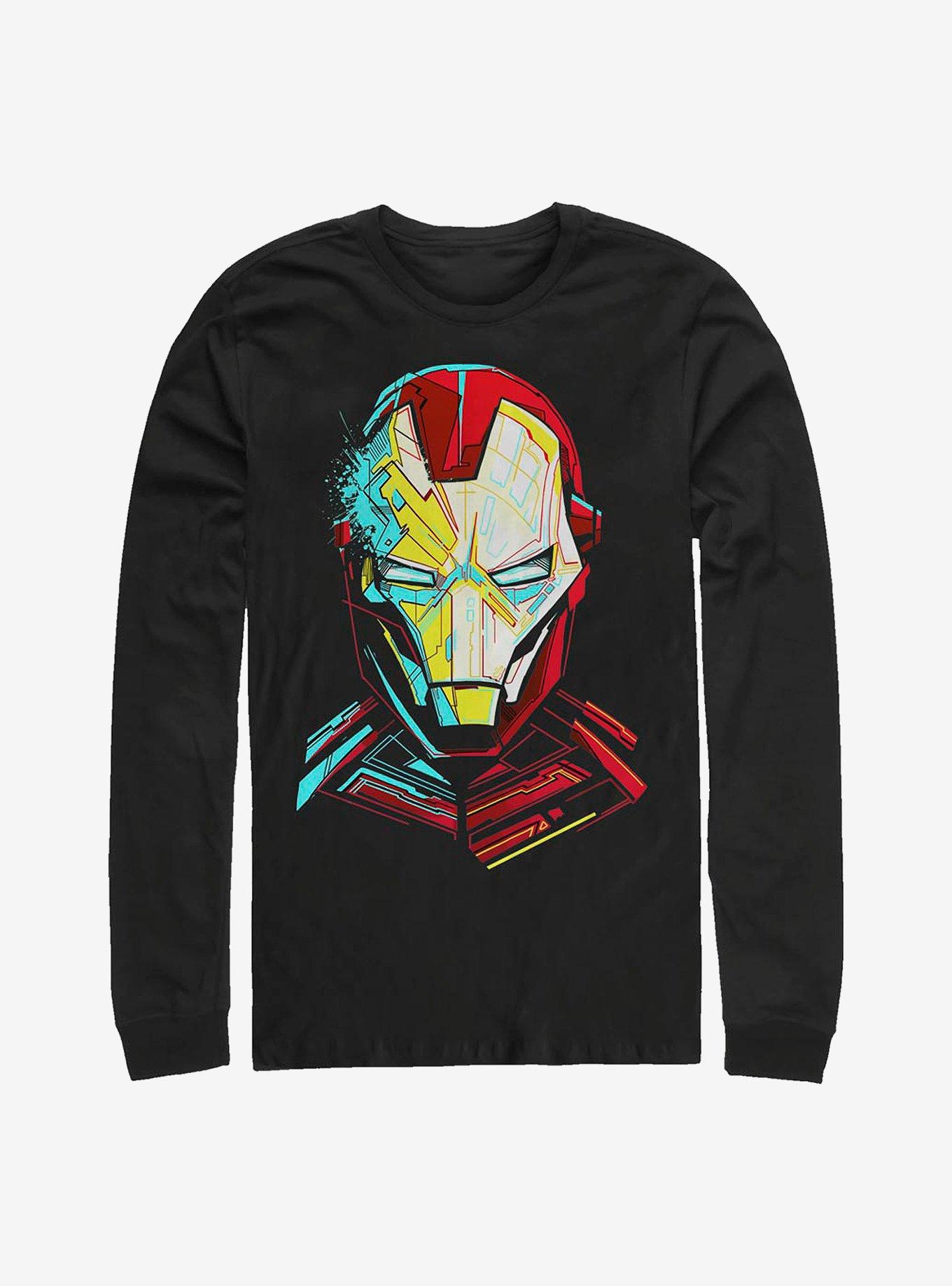 Marvel Iron Man Pieced Long-Sleeve T-Shirt, BLACK, hi-res