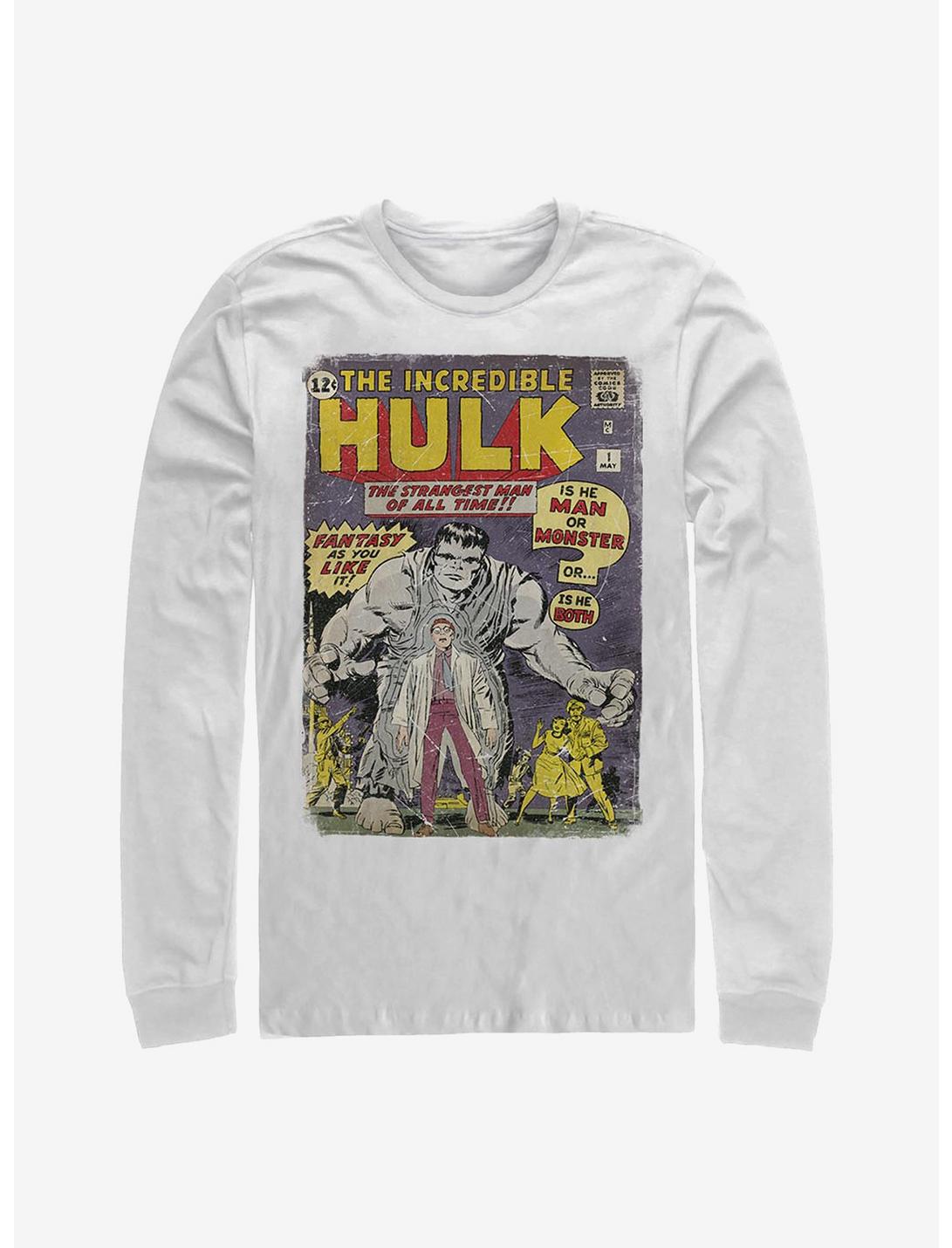 Marvel The Hulk Comic Cover Long-Sleeve T-Shirt, WHITE, hi-res