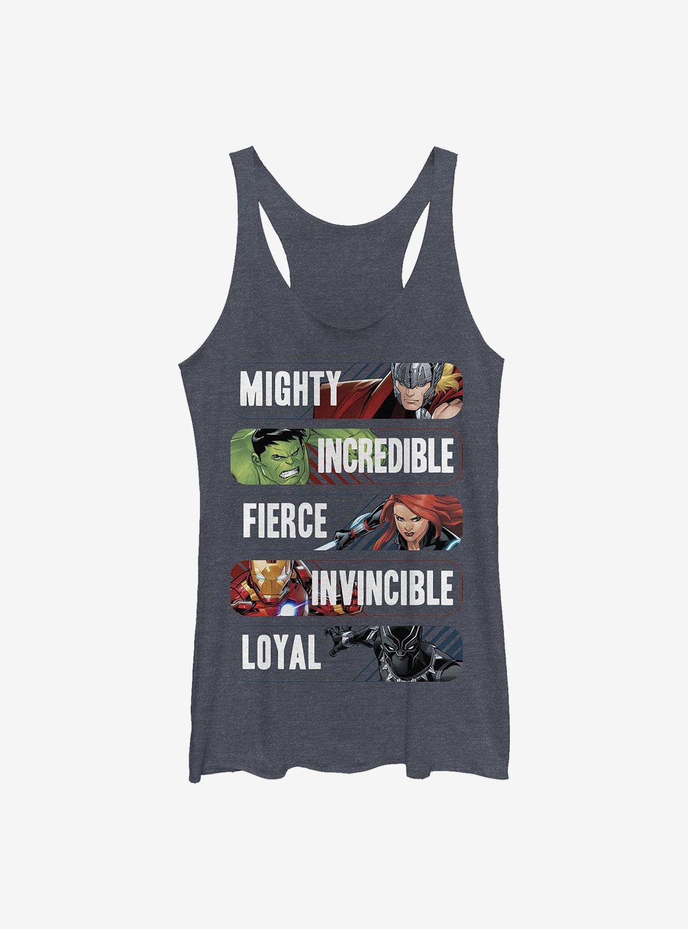 Marvel Avengers Adjectives Girls Tank, NAVY HTR, hi-res