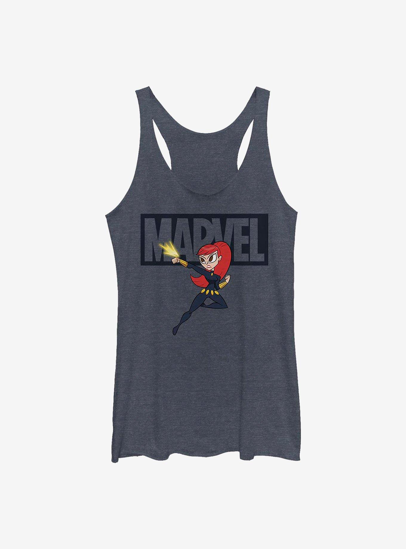 Marvel Black Widow Brick Widow Girls Tank, NAVY HTR, hi-res