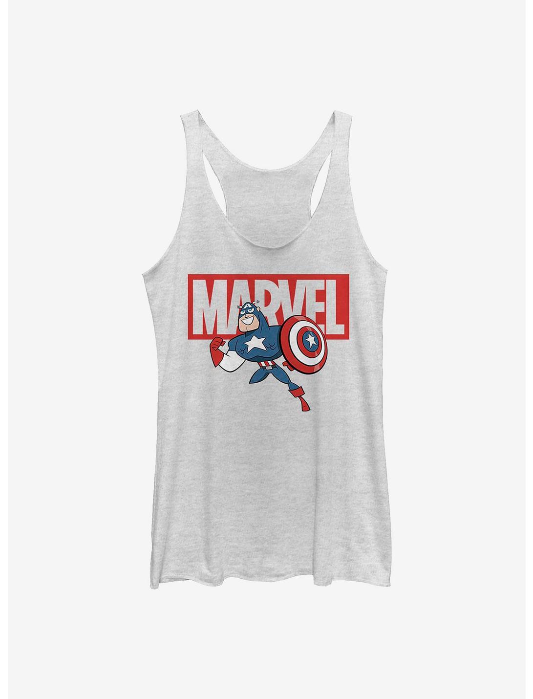 Marvel Captain America Brick Logo Girls Tank, WHITE HTR, hi-res
