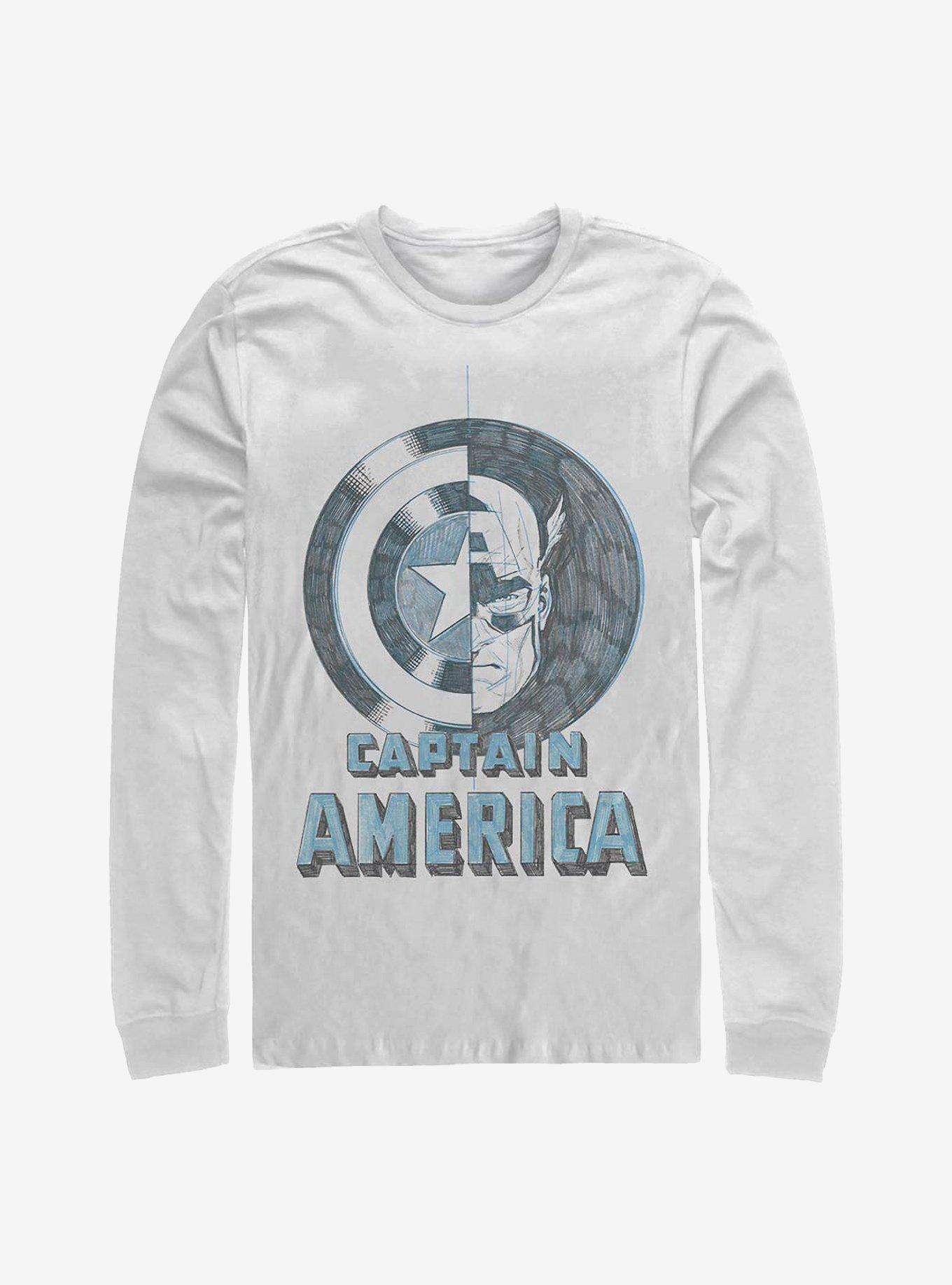 Marvel Captain America Shield Face Long-Sleeve T-Shirt, WHITE, hi-res